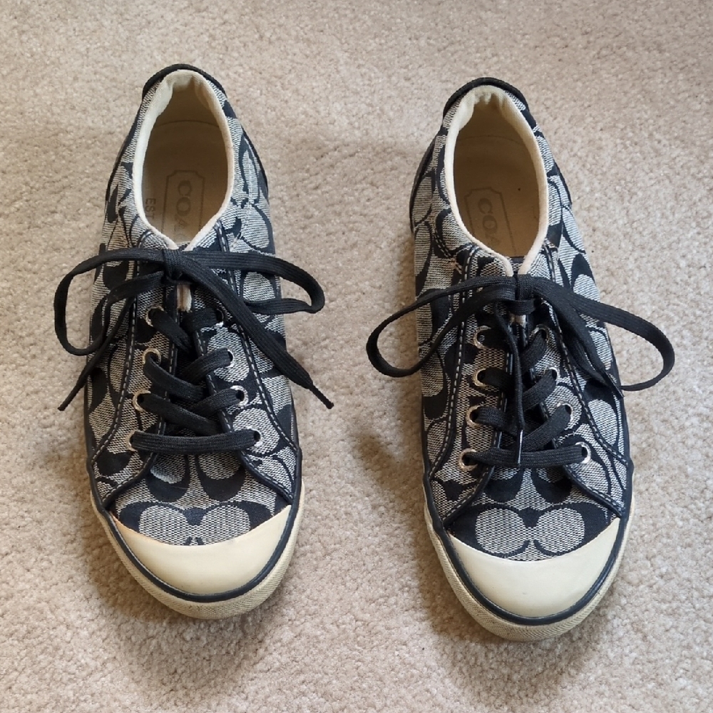 Coach Shoes, Size 7.  Worn A Few Times.  Canvas, Leather & Rubber.